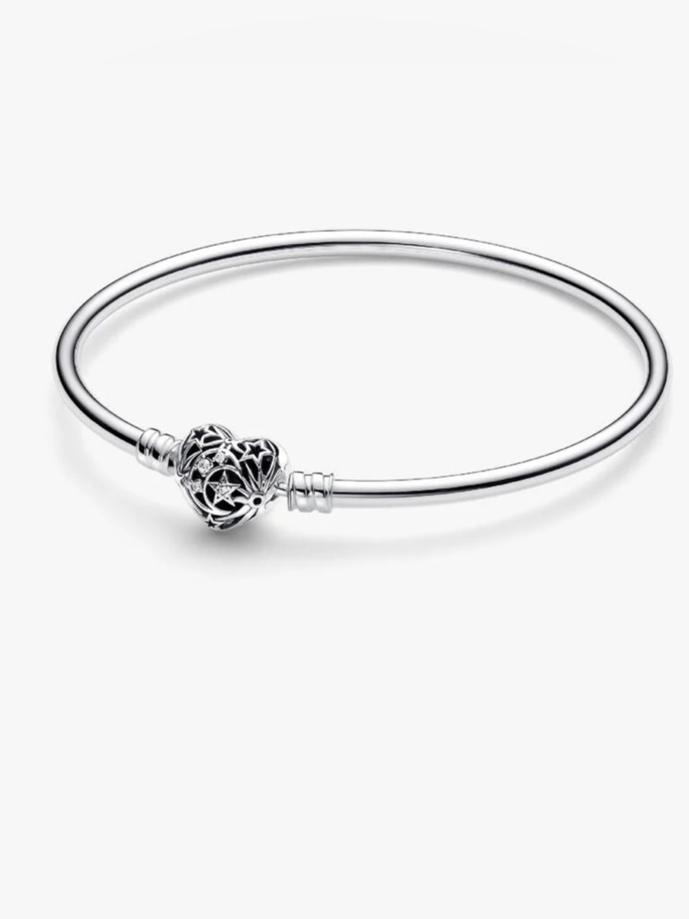 Pandora Celestial Heart Clasp Bangle - Silver